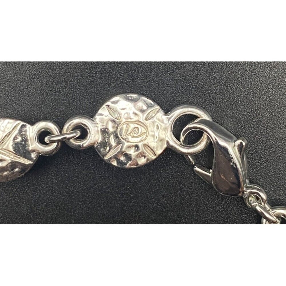 Vintage Bracelet Pierced Earrings Signed Liz Claiborne Silver Tone Black Accents - Picture 9 of 9